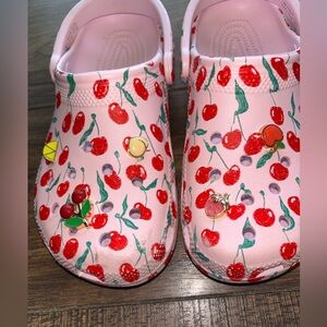 Cherry Print Pink Clogs